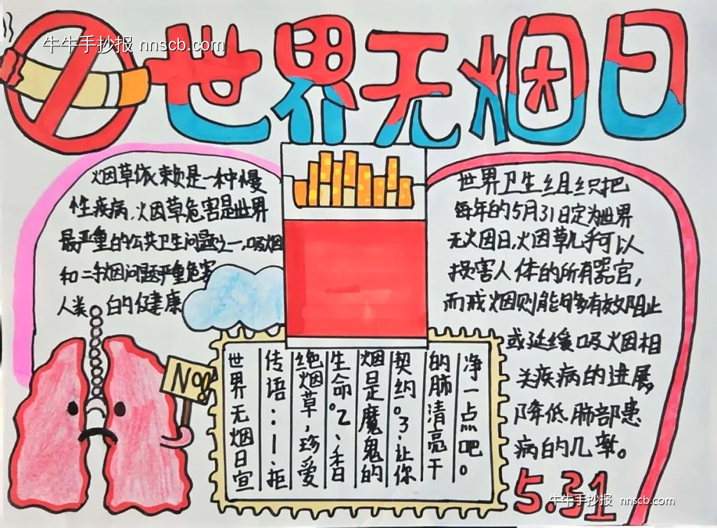 世界无烟日禁烟主题手抄报作品展(3张)-第3张