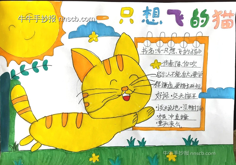 一只想飞的猫读后感手抄报作品欣赏(6张)-第3张
