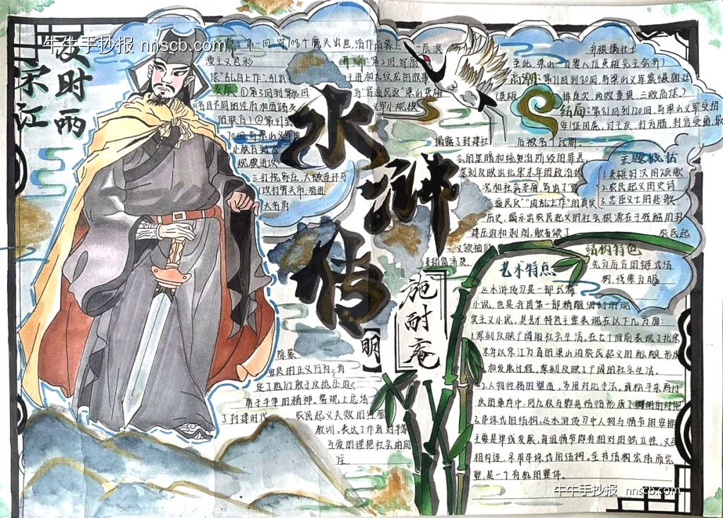 畅游书海,让书香溢满校园|四大名著水浒传手抄报作品(2张)-第2张
