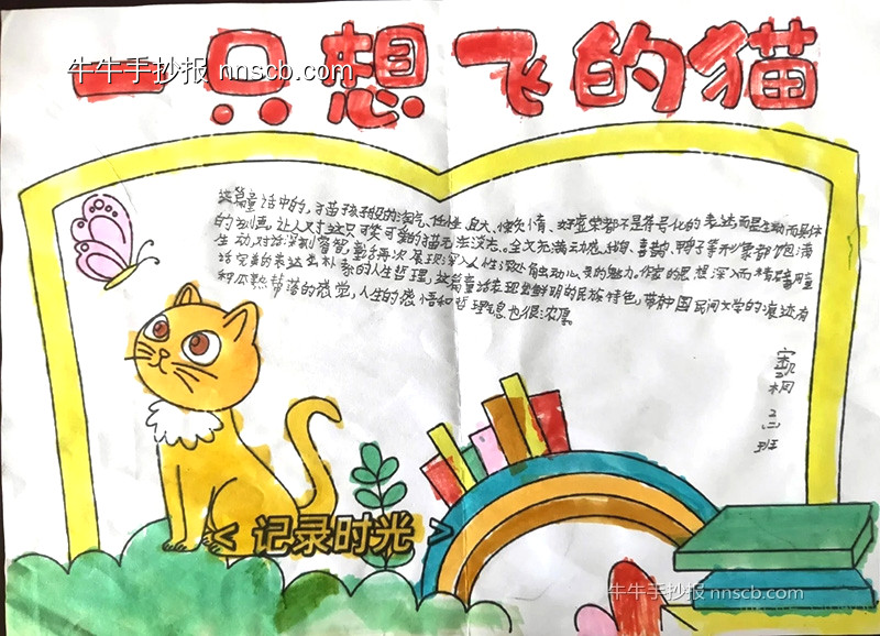 一只想飞的猫读后感手抄报作品欣赏(6张)-第4张