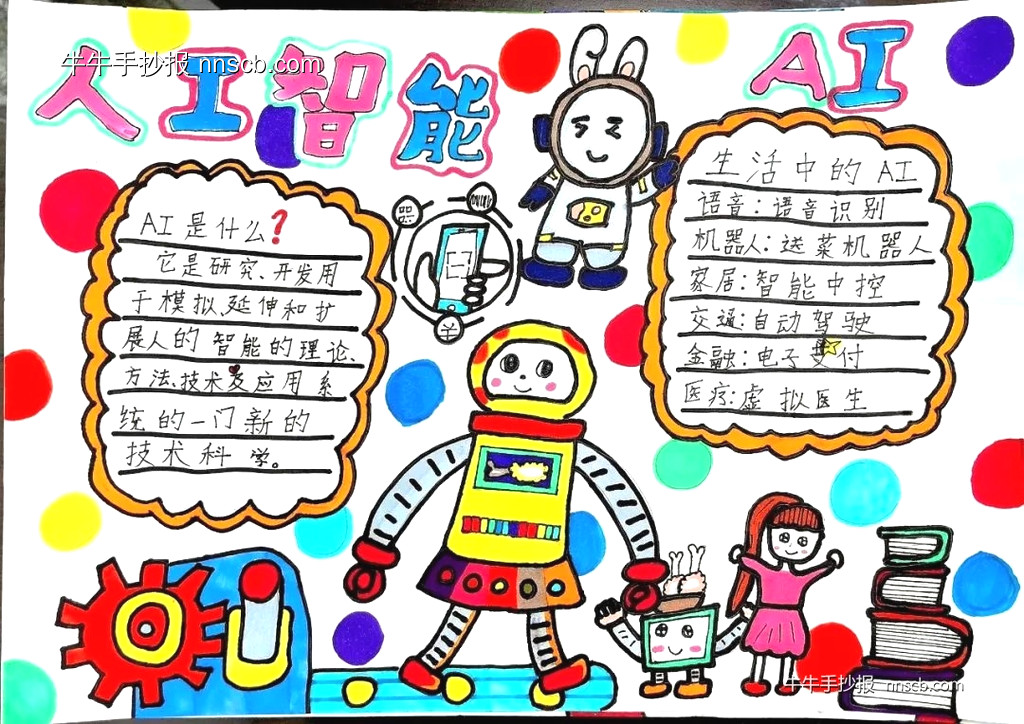 小学一年级AI我们的未来十年——人工智能科学手抄报6张-第4张
