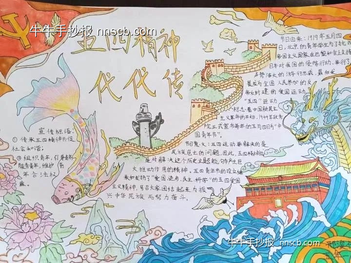 青春龙凤·献礼五四——五四精神手抄报优秀作品2张-第2张