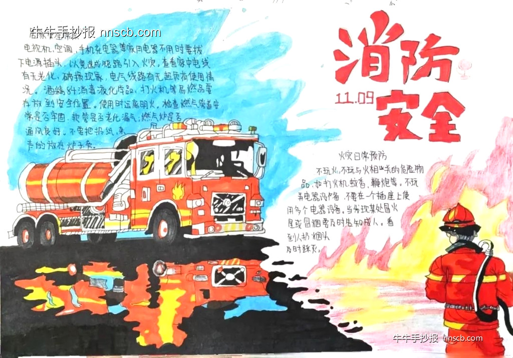 小学六年级消防宣传日手抄报3张-第2张