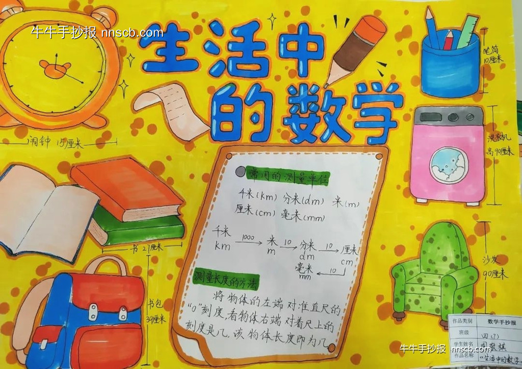精美四年级生活中的数学手抄报作品(5张)-第3张
