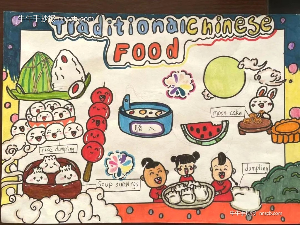 小学三四年级中国传统美食英语手抄报5张-第3张