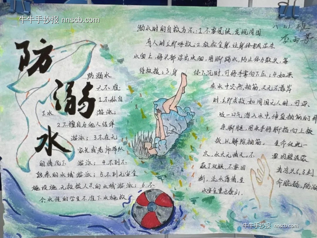 中小学生防溺水优秀手抄报精选5张-第4张