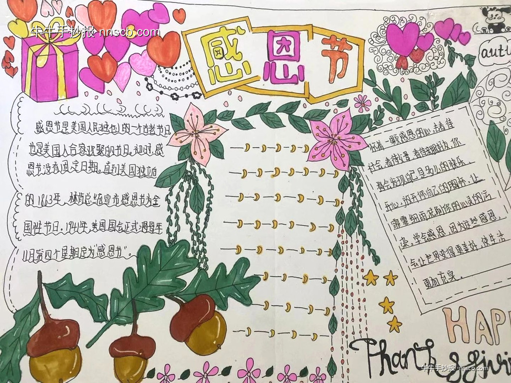 简单的小学二年级感恩节手抄报3张-第3张