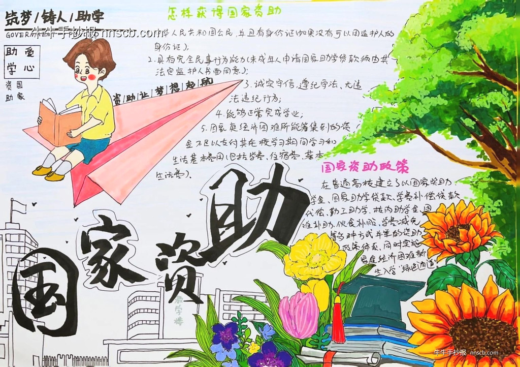 漂亮的国家资助育人手抄报3张-第3张