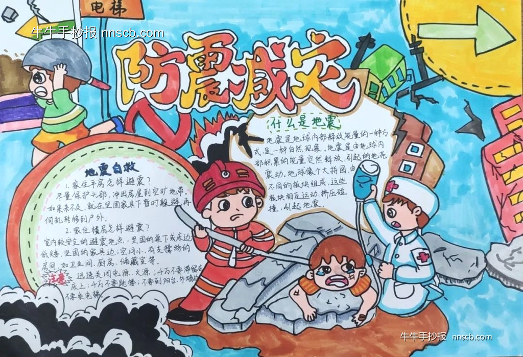 精美小学生防震减灾手抄报获奖优秀作品展(5张)-第2张