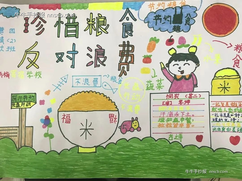 超简单的小学生四年级世界粮食日手抄报8张-第6张