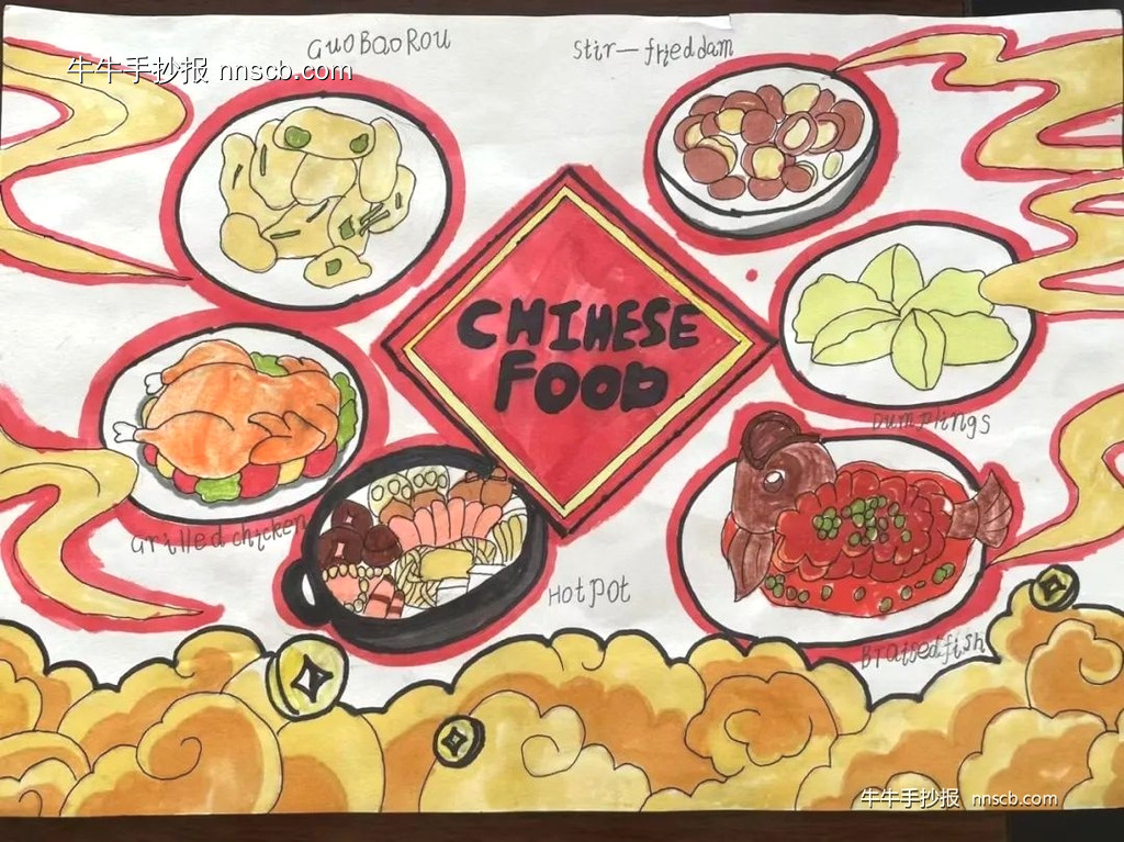 小学三四年级中国传统美食英语手抄报5张-第2张