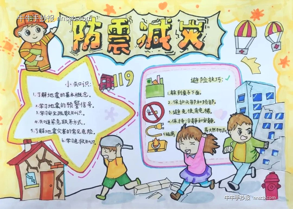 精美小学生防震减灾手抄报获奖优秀作品展二(5张)-第4张