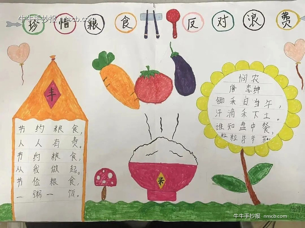 超简单的小学生四年级世界粮食日手抄报8张-第2张