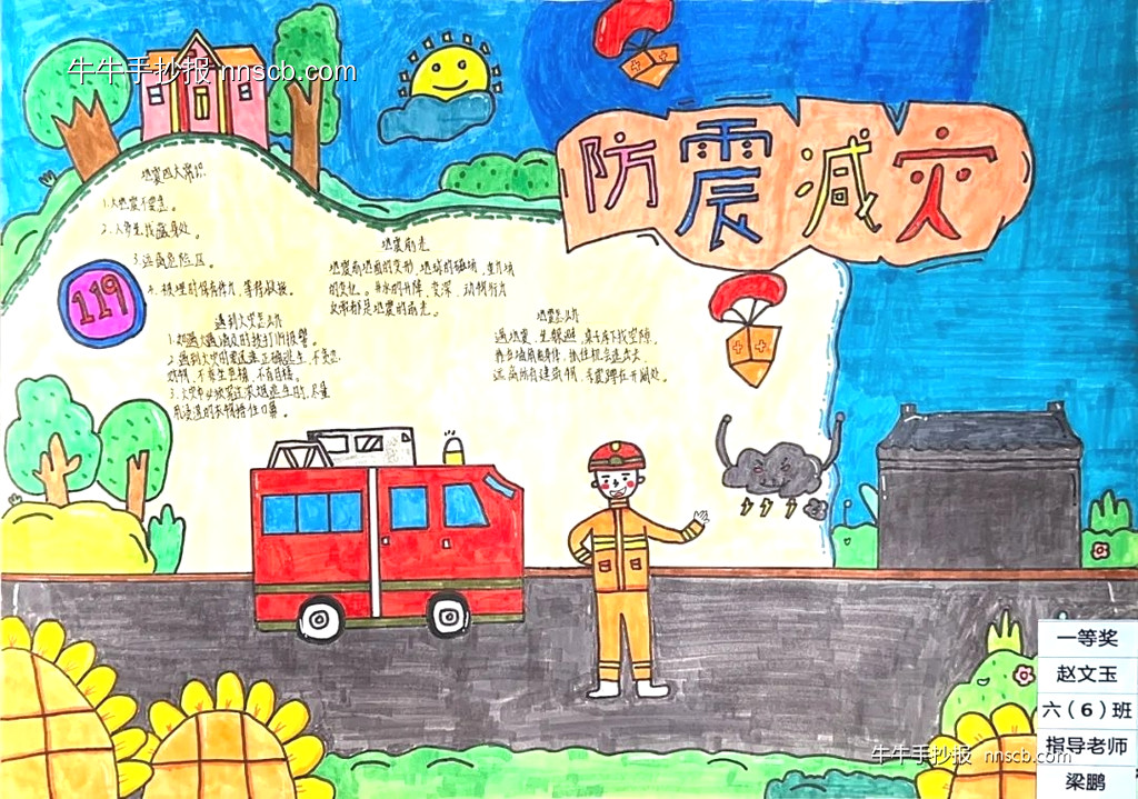 小学生防震减灾主题手抄报一等奖获奖作品(6张)-第2张