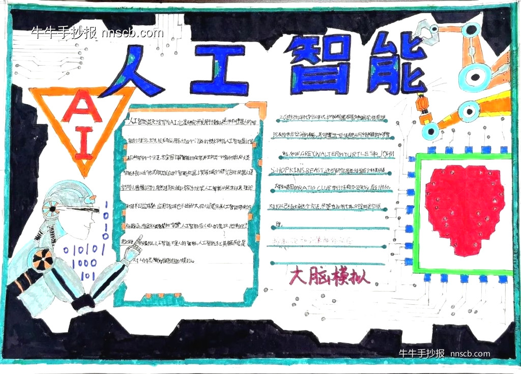 精美的小学三年级AI智能创造未来科学手抄报(6张)-第5张