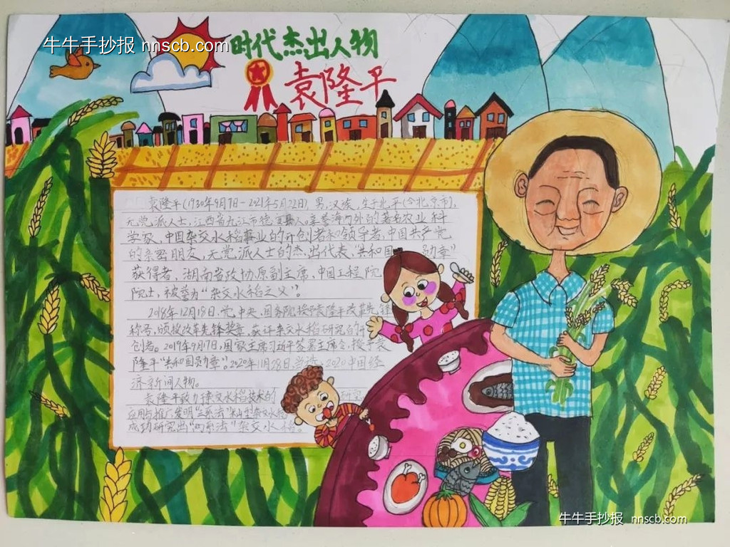 精美的杂交水稻之父袁隆平手抄报(6张)-第5张