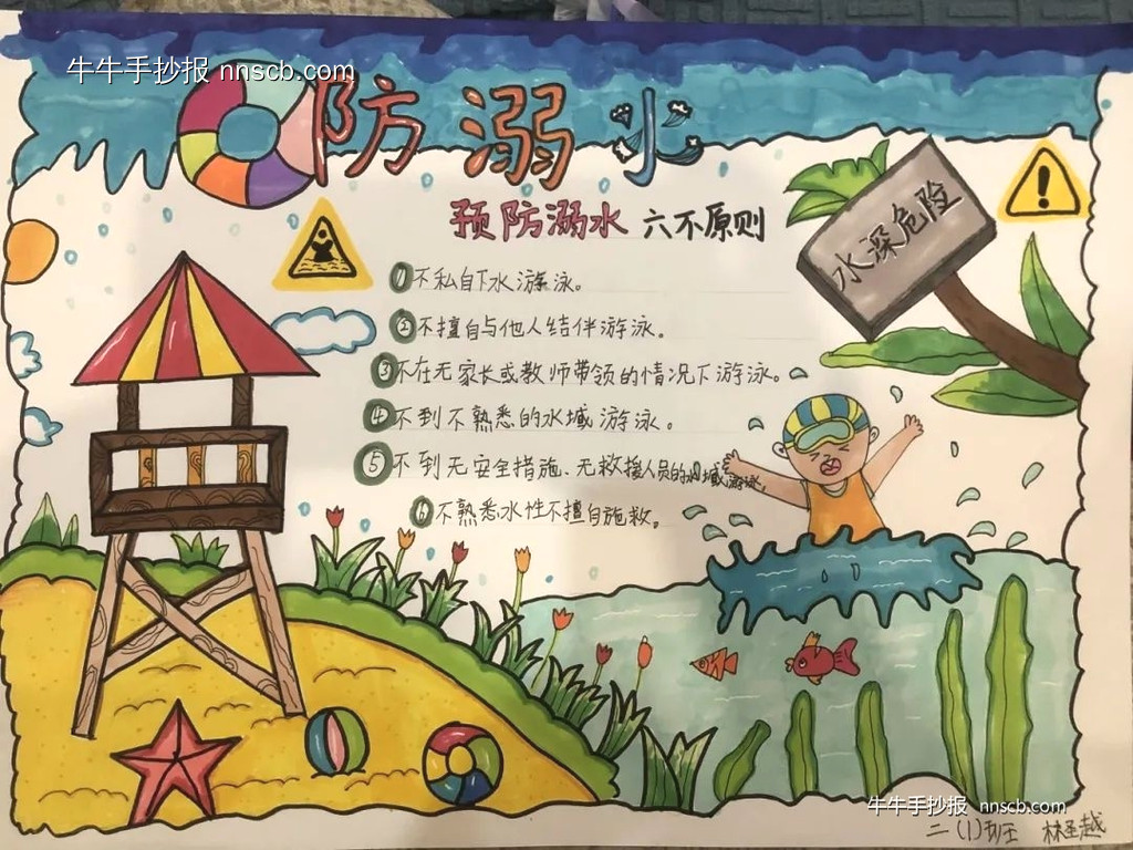 中小学生防溺水优秀手抄报精选5张-第5张