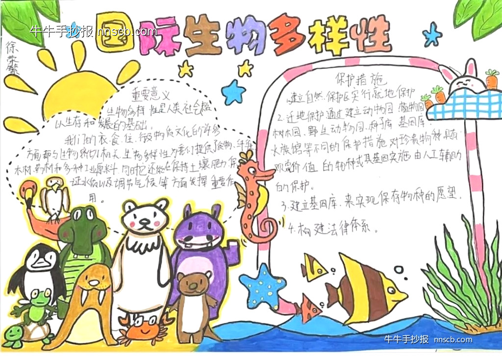 小学三年级生物多样性国际日手抄报精选6张-第6张