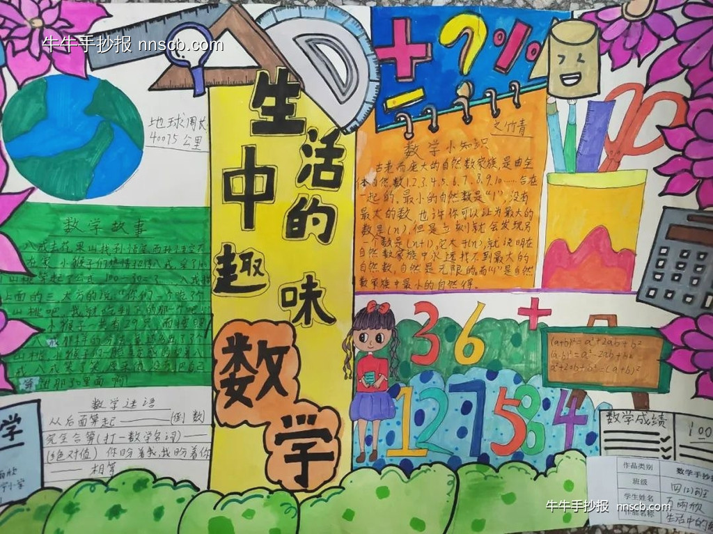 精美四年级生活中的数学手抄报作品(5张)-第2张