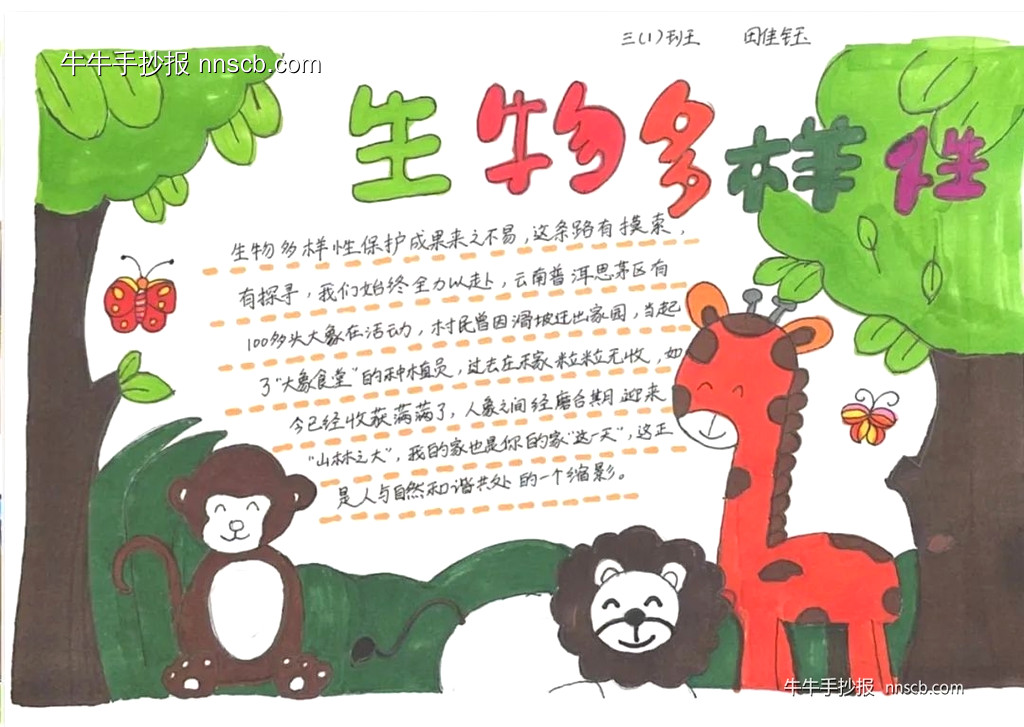 小学三年级生物多样性国际日手抄报精选6张-第2张