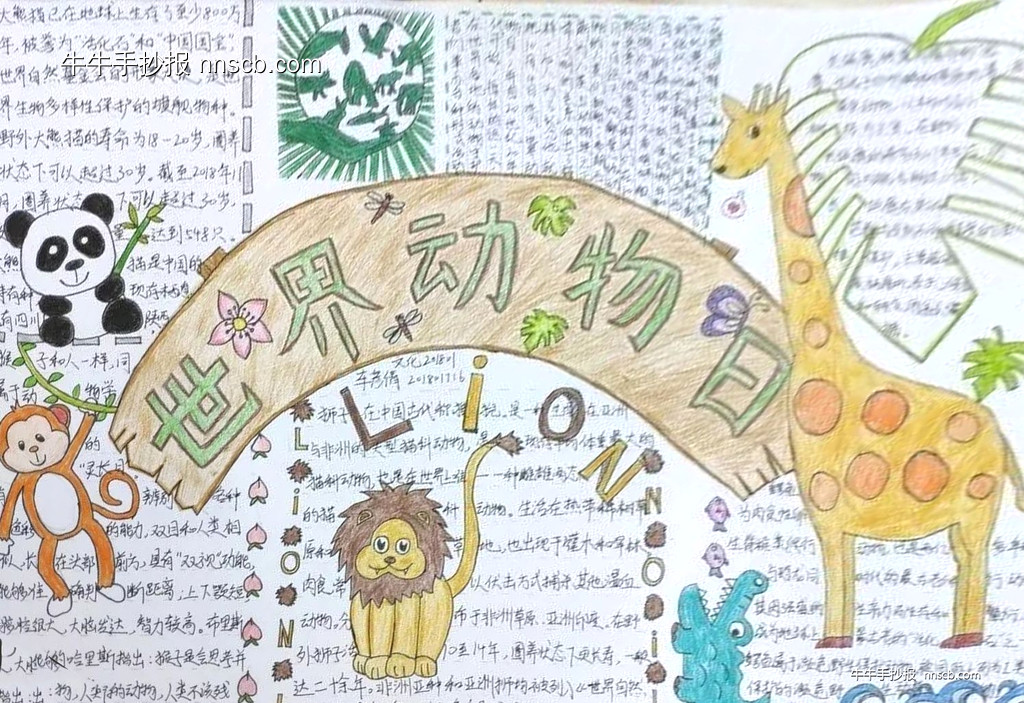 漂亮的大学生世界动物日手抄报6张-第2张