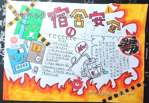 宿舍安全教育手抄报获奖作品精选(5张)-第4张