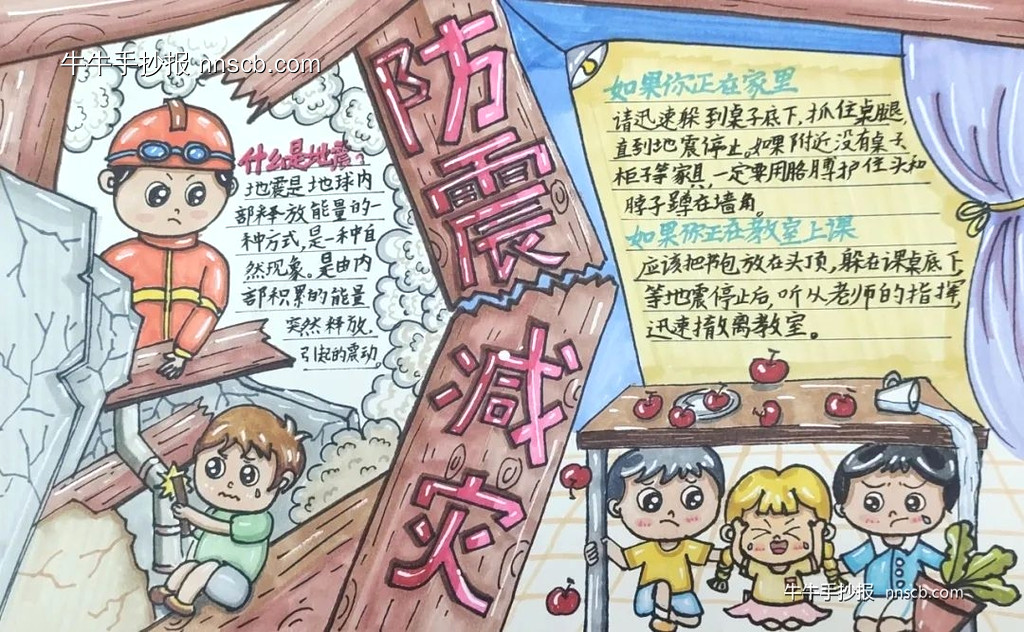精美小学生防震减灾手抄报获奖优秀作品展二(5张)-第3张