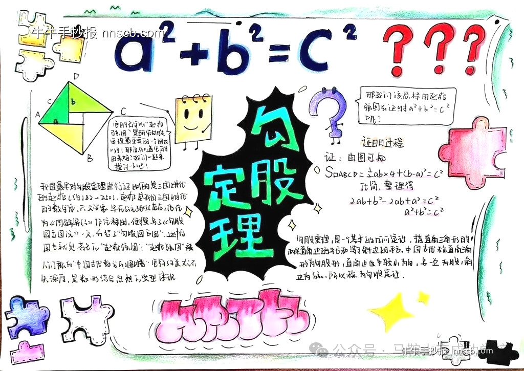 初二年级数学勾股定理史手抄报简单又漂亮(8张)-第7张
