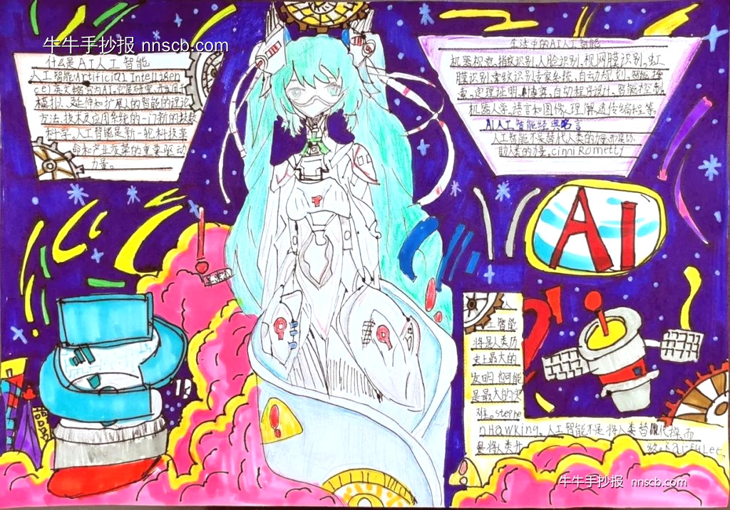 小学二年级科技创新未来——AI人工智能科学手抄报6张-第4张