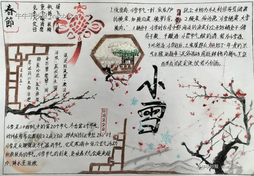 小雪润丰年 | 大学二十四节气小雪手抄报获奖作品5张-第2张