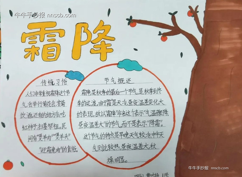 漂亮的小学四年级二十四节气霜降手抄报8张-第5张