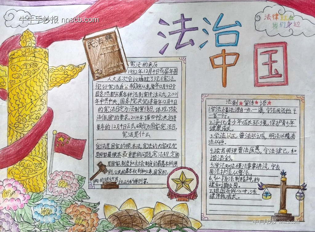 简单的小学“法治在我心”手抄报创作大赛优秀作品7张-第5张