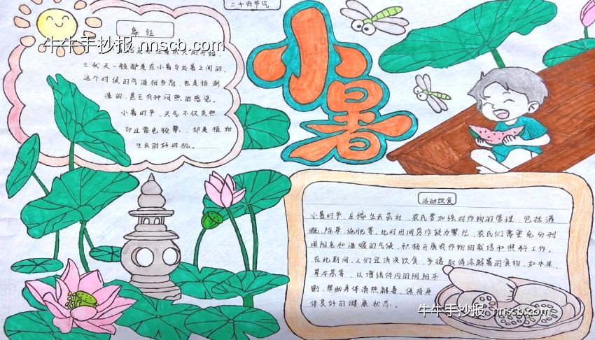 悟古人智慧 感节气之美|高二年级二十四节气小暑手抄报4张-第3张