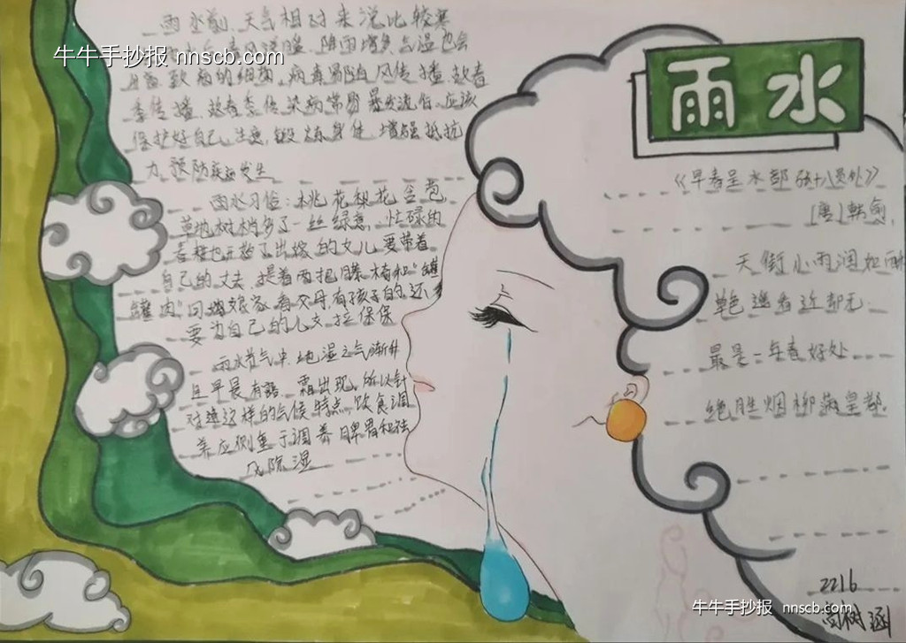 初中初一二十四节气雨水手抄报8张-第4张