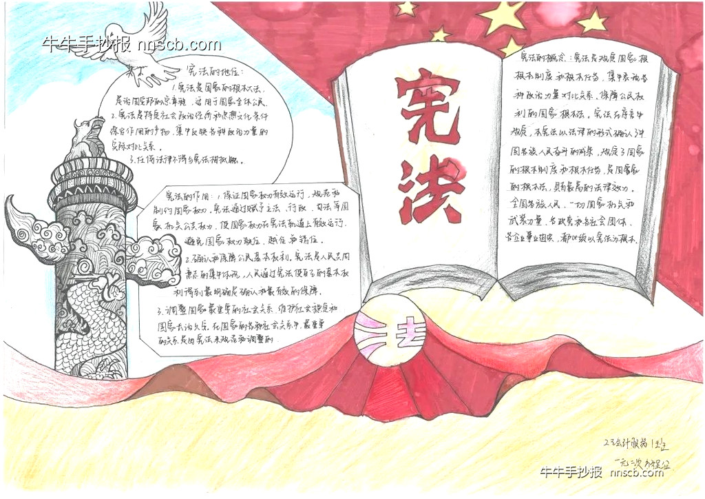 精美的中专生国家宪法日手抄报7张-第6张