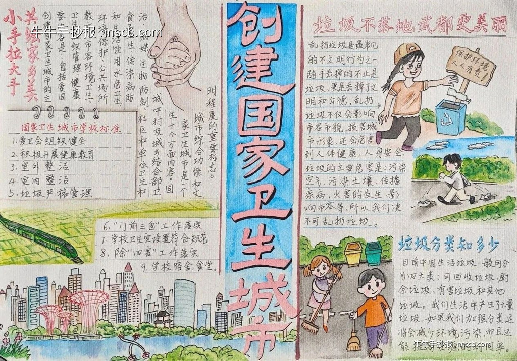 漂亮的小学生创建国家卫生城市手抄报获奖作品6张-第3张