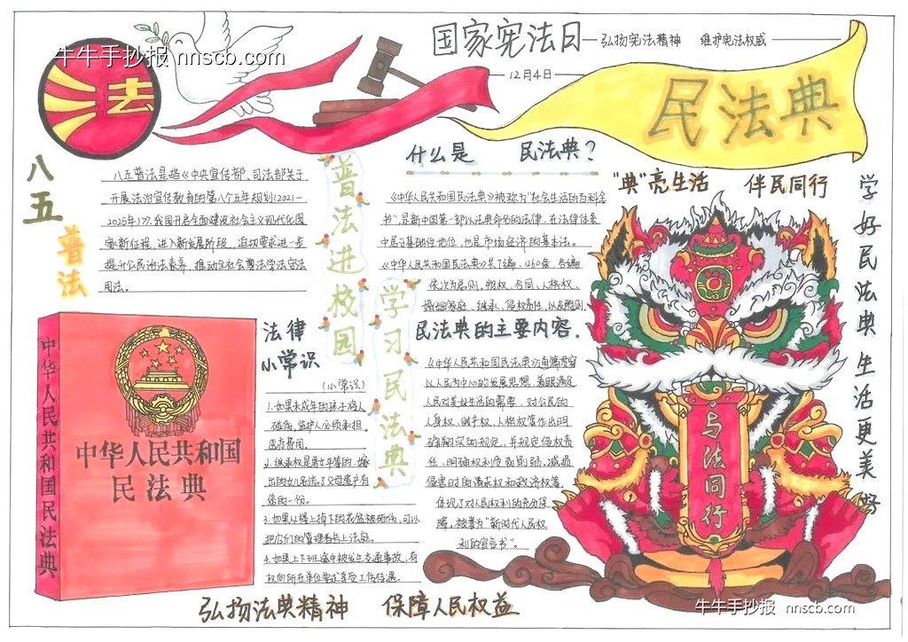 漂亮的中专生国家宪法日手抄报精选8张-第4张
