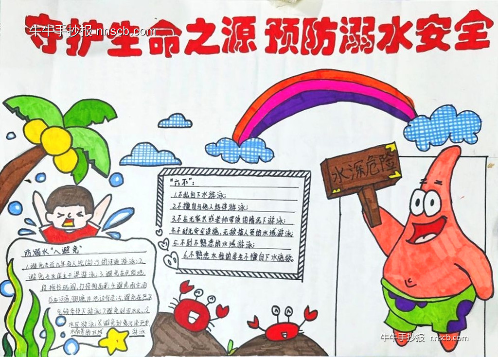 高职防溺水手抄报比赛获奖作品展二(6张)-第4张