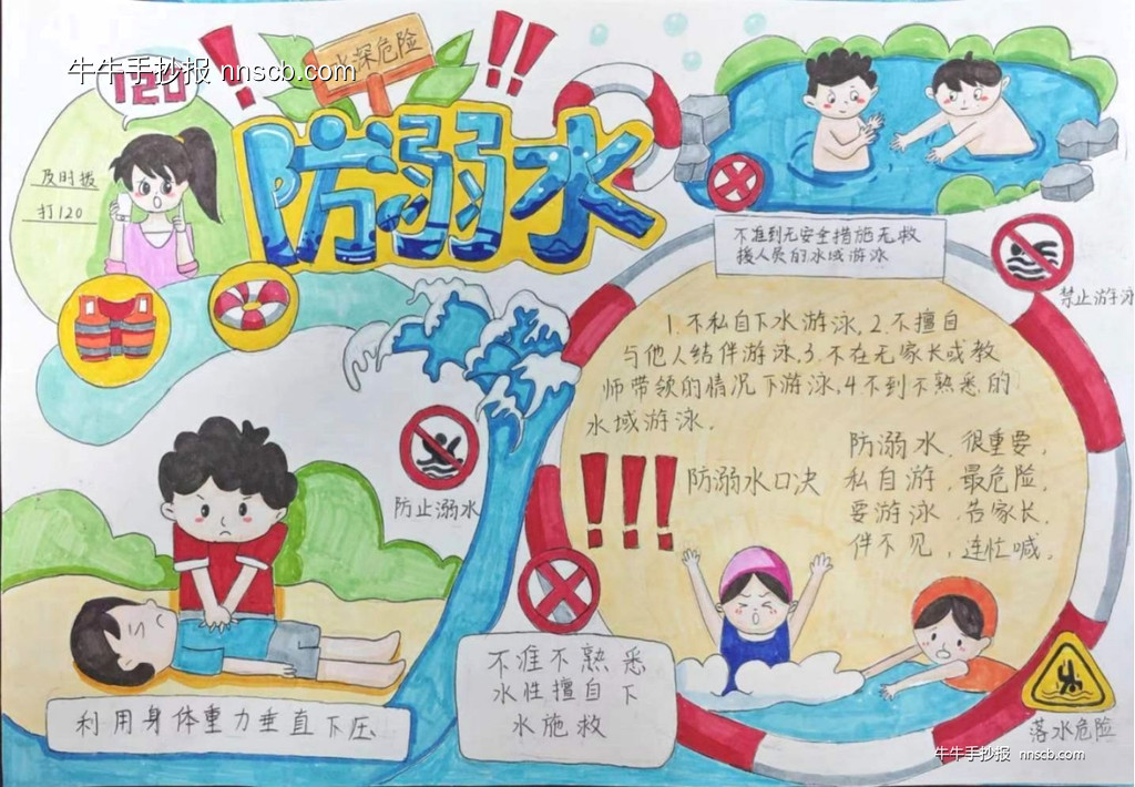 小学生防溺水手抄报比赛获奖作品赏析5张-第5张