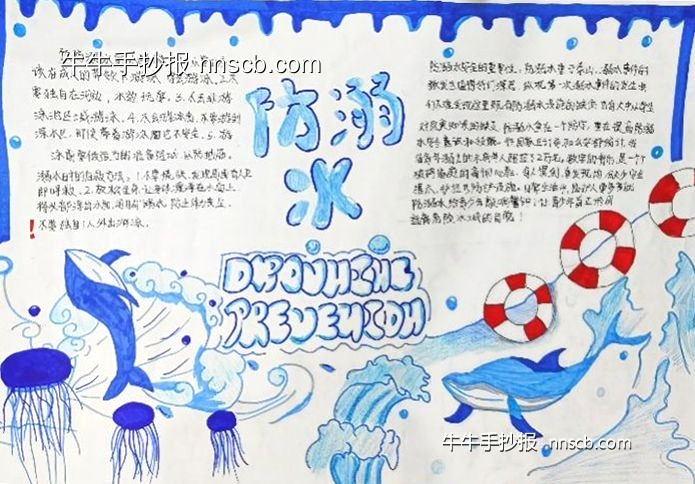 高职防溺水手抄报比赛获奖作品展二(6张)-第2张