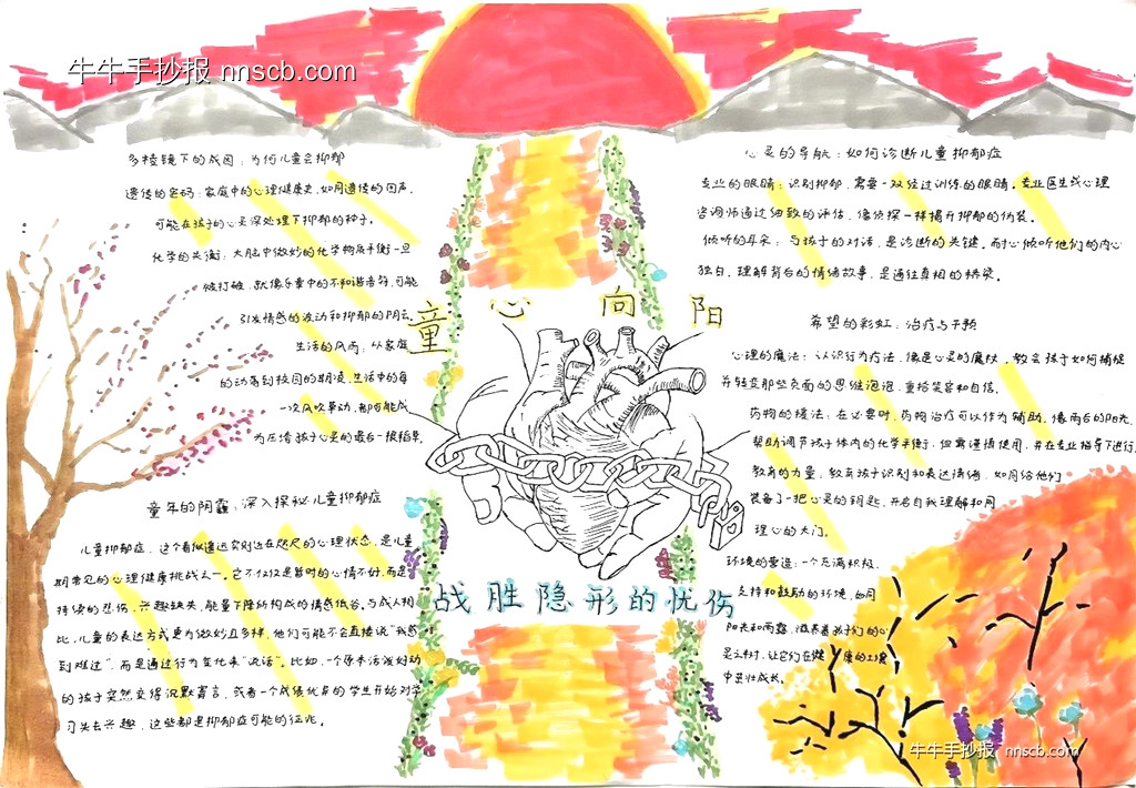 漂亮的大学生“心理健康”主题手抄报获奖作品6张-第4张