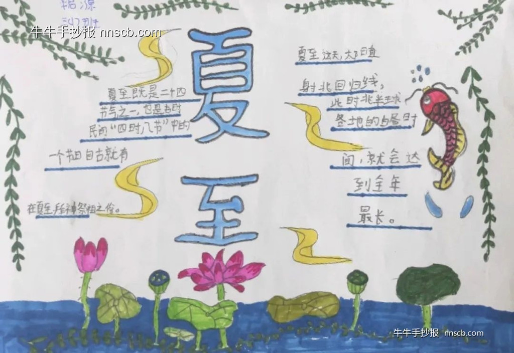 漂亮又简单的小学三年级节气夏至手抄报4张-第3张