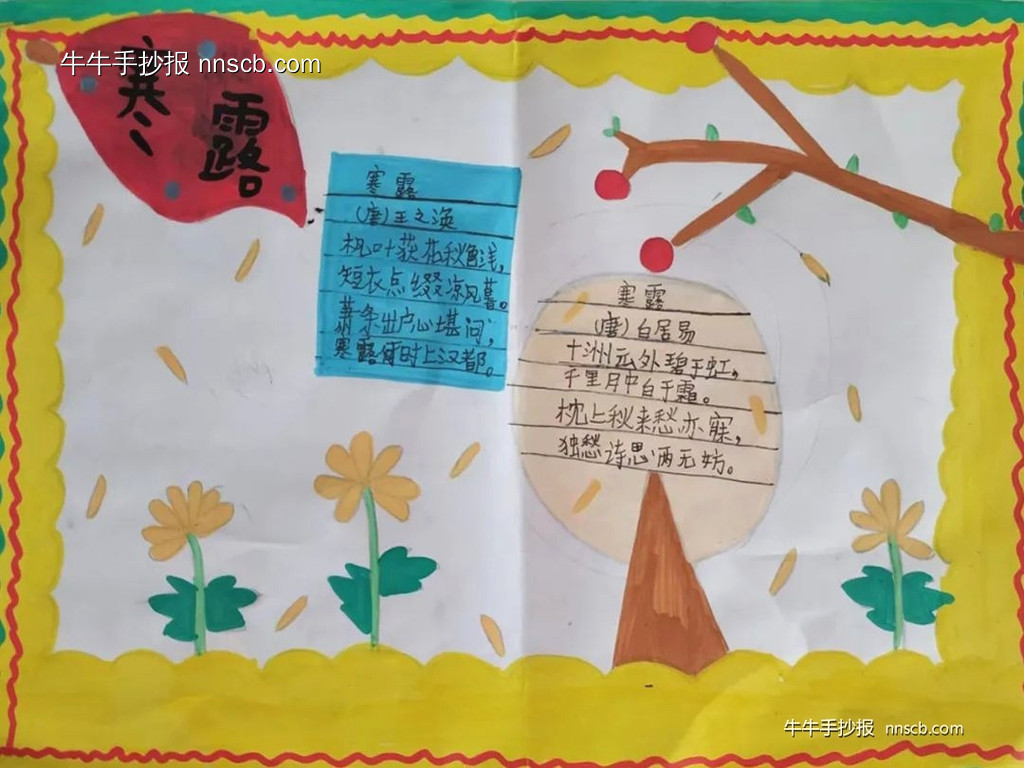 寒露到 秋意浓 | 小学五年级寒露节气手抄报4张-第2张