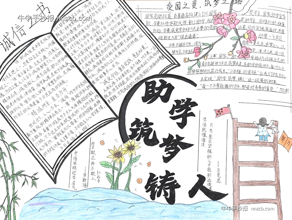 漂亮的大专“资助诚信教育”主题手抄报3张-第2张