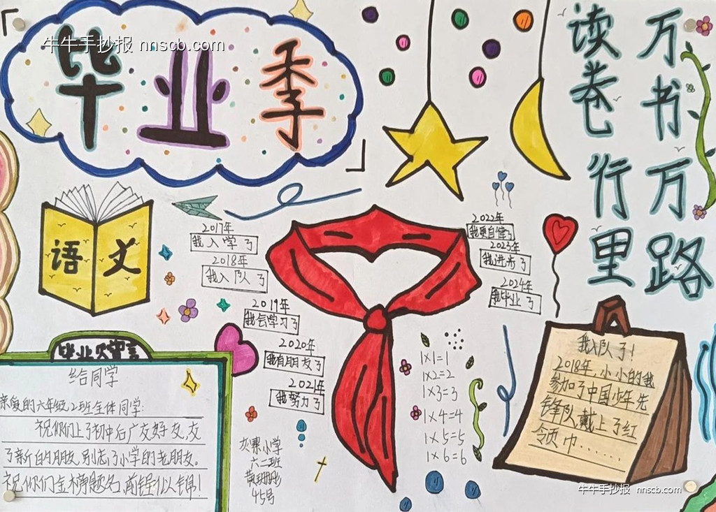 难忘师恩 感恩母校 | 小学六年级毕业主题手抄报6张-第5张