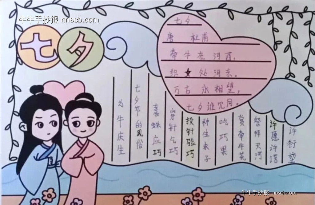 简单的小学二年级七夕节手抄报7张-第5张
