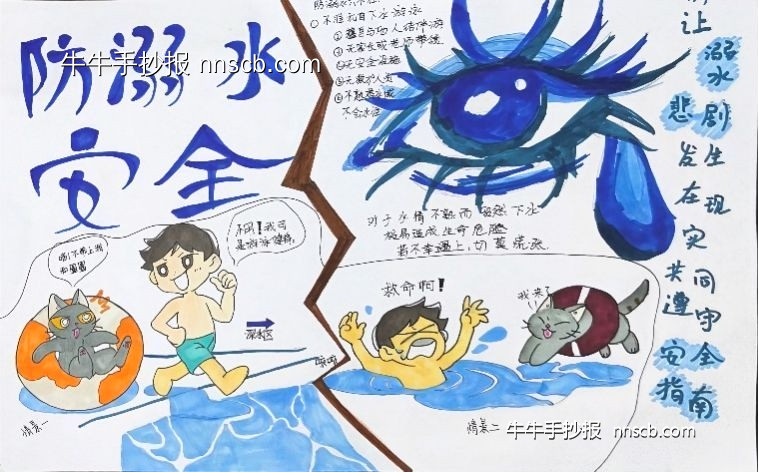 高职防溺水手抄报比赛获奖作品展一(6张)-第6张