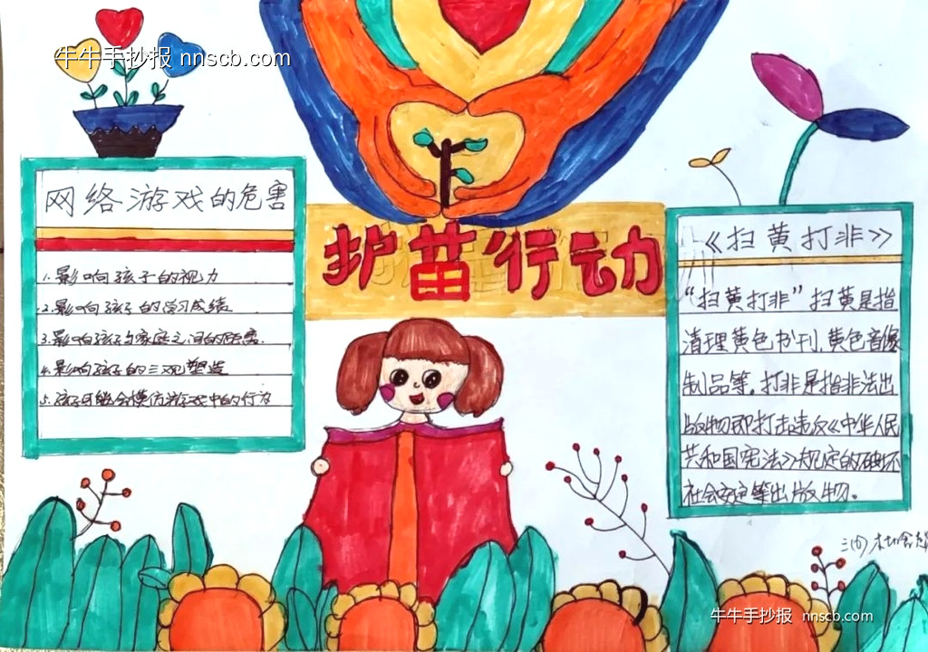 “护苗2024·绿书签行动”小学健康文明手抄报精选作品6张-第2张
