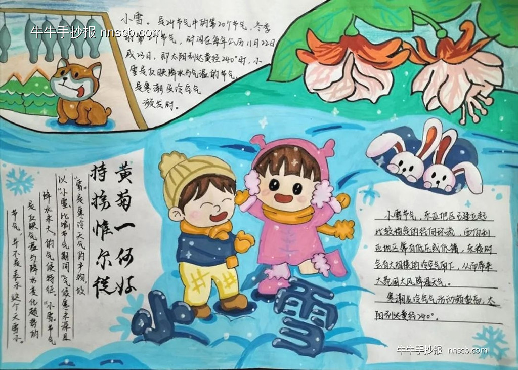 小雪润丰年 | 大学二十四节气小雪手抄报获奖作品5张-第3张
