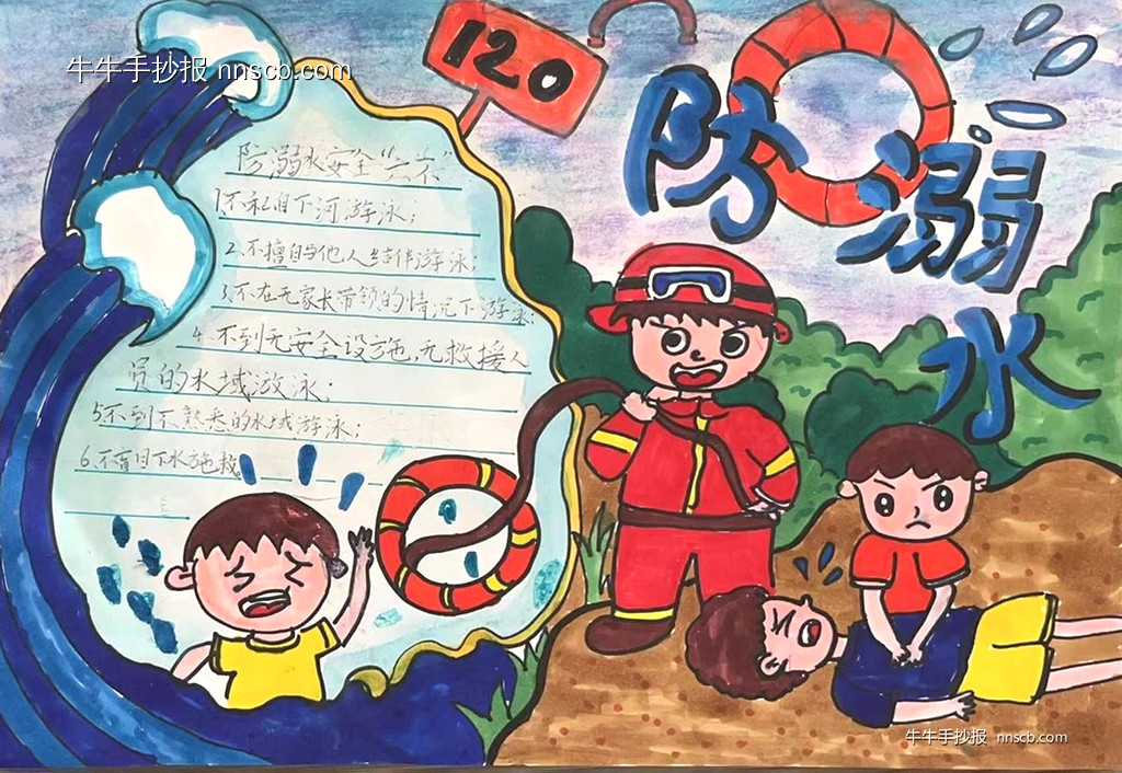 小学生校园防溺水手抄报比赛获奖作品赏析5张-第2张